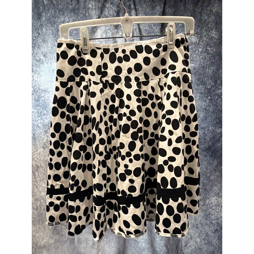 Alessia Polka Dot A-Line Skirt Black White Pleated High Waisted Made in Canada 4